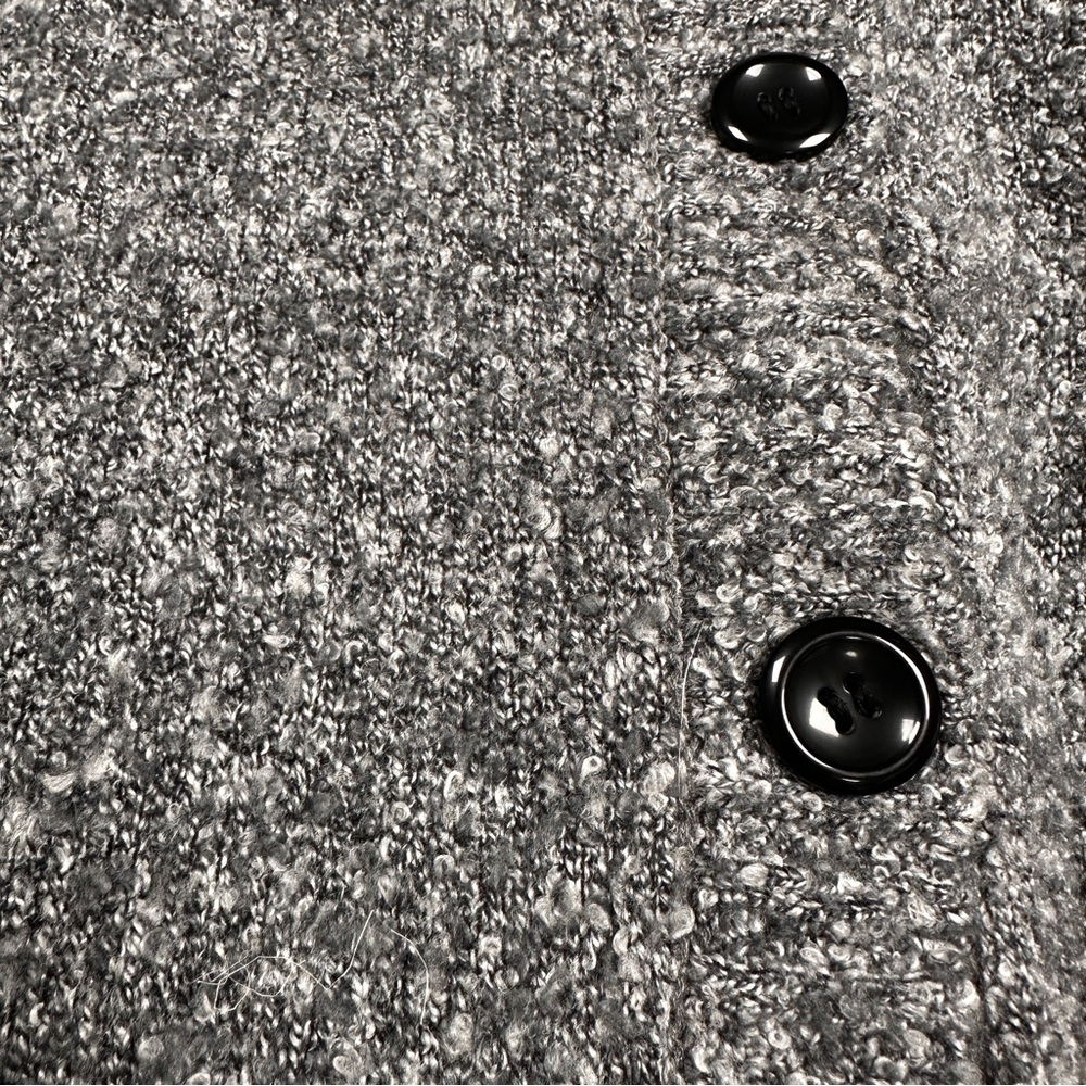 Serengeti Gray  with Black Buttons  Front Closing Batwing  Cardigan, XL - Picture 3 of 5
